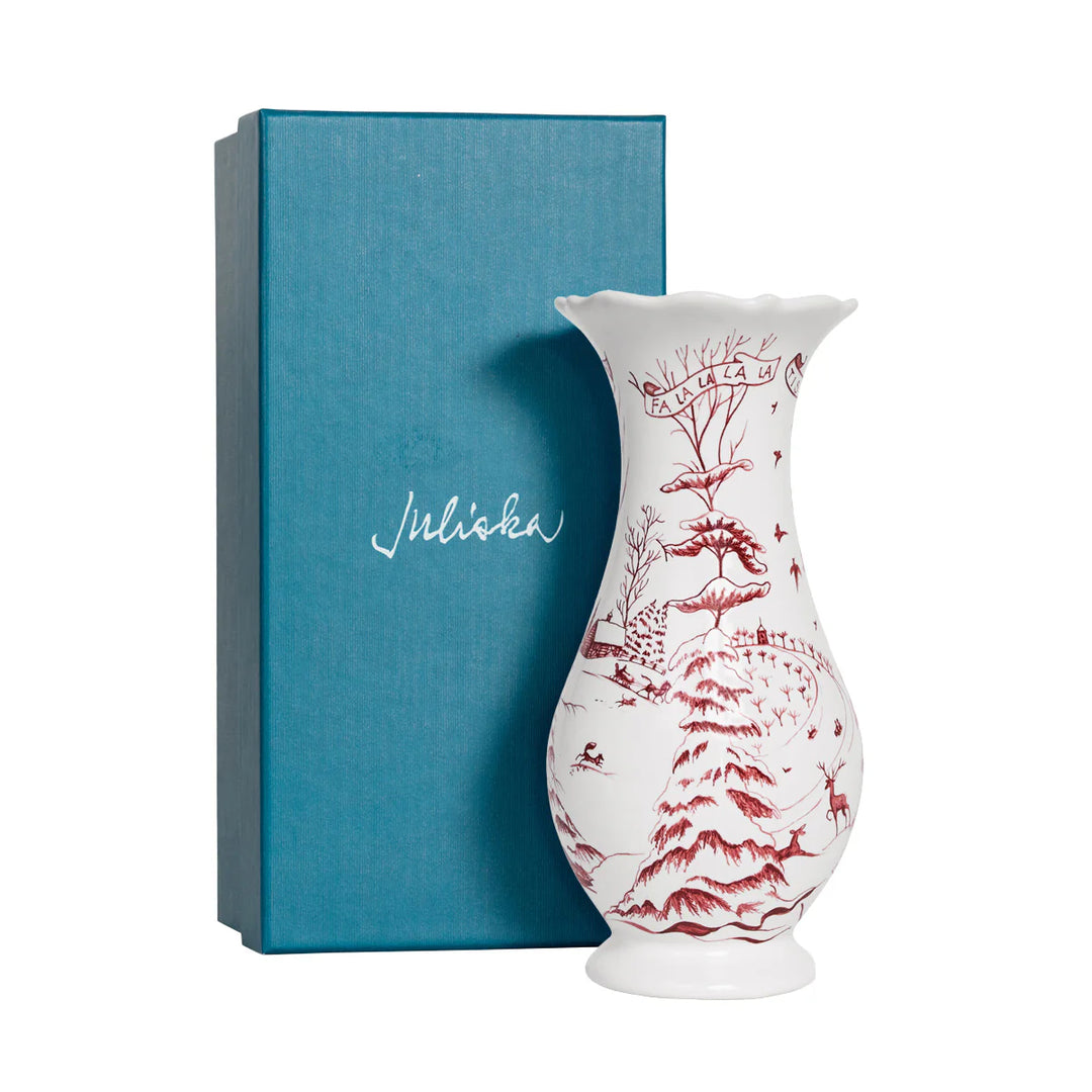 Country Estate Winter Frolic 9" Vase - Ruby
