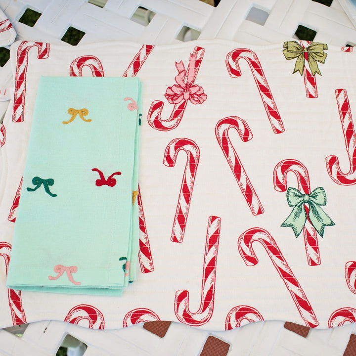 Quilted Placemat Set of 2 - Candy Cane Lane / Festive Forest