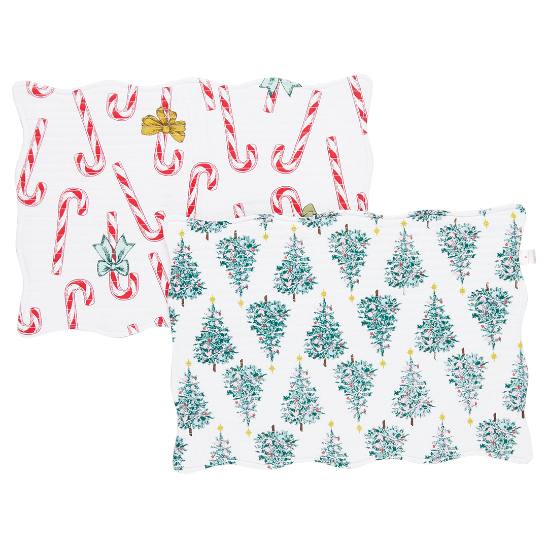 Quilted Placemat Set of 2 - Candy Cane Lane / Festive Forest