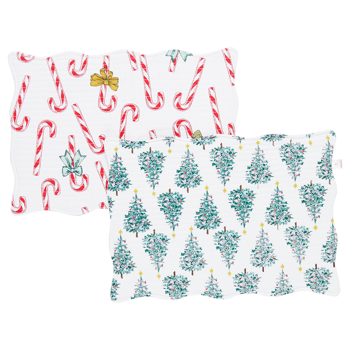 Quilted Placemat Set of 2 - Candy Cane Lane / Festive Forest