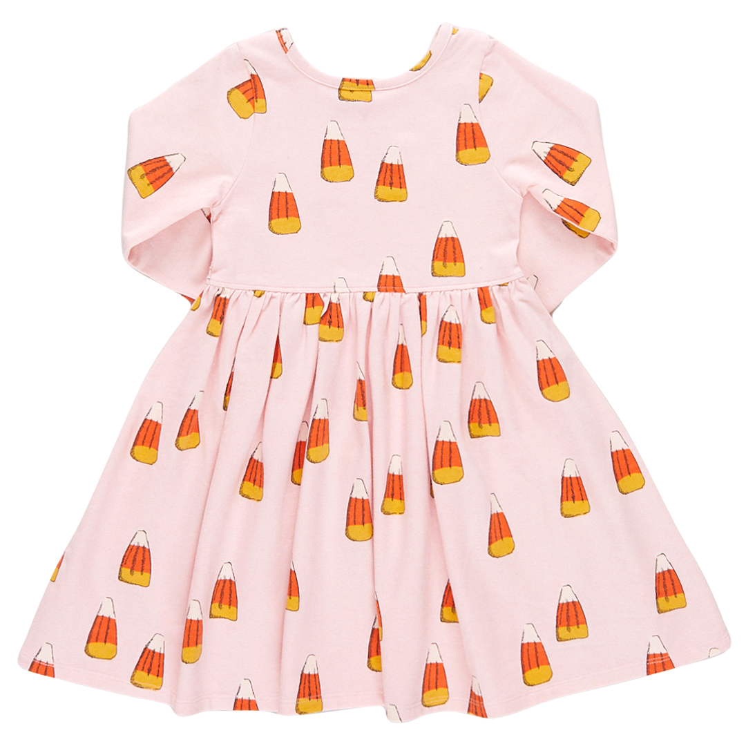 Girls Organic Steph Dress - Candy Corn