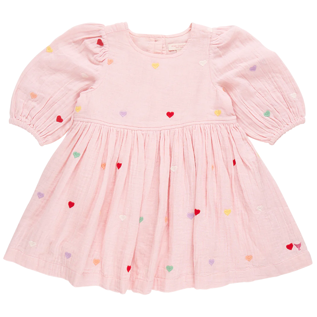 Girls Brooke Dress - Candy Heart Embroidery