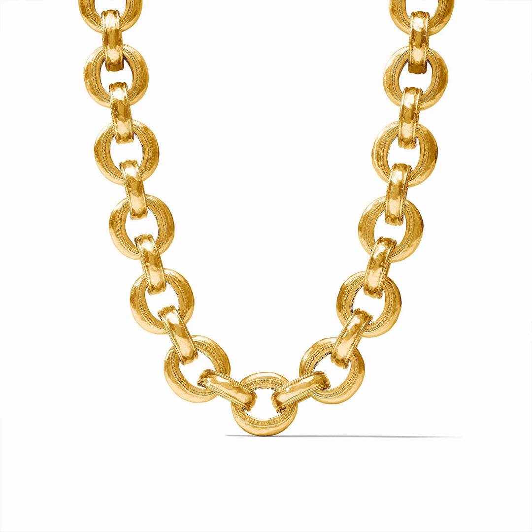 Cannes Demi Link Necklace in gold with textured interlocking circular links