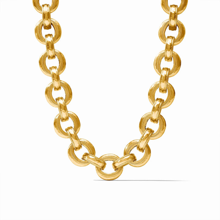 Cannes Demi Link Necklace in gold with textured interlocking circular links