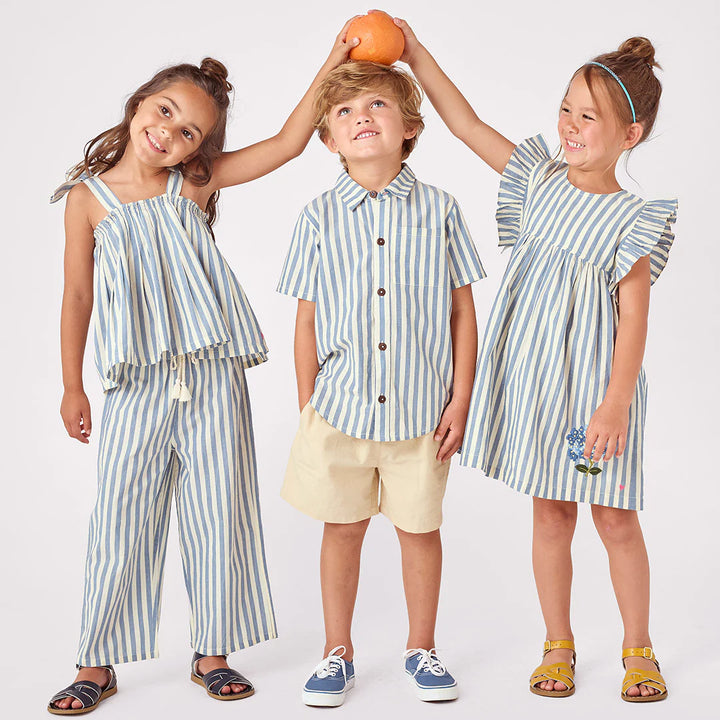 Girls Sarita Dress - Blue Stripe