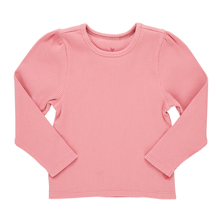 Girls Organic Camella Rib Top - Brandied Apricot