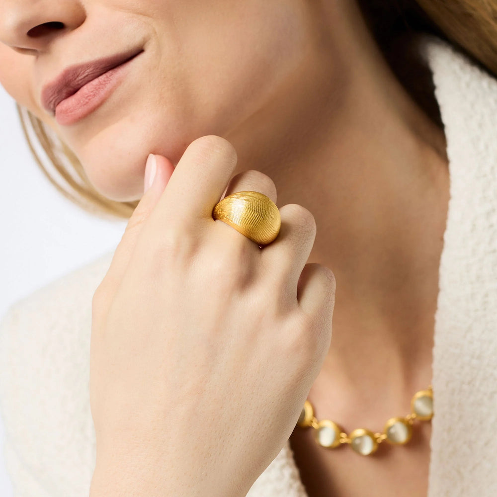 Gold Cobblestone Bombé Ring worn on model