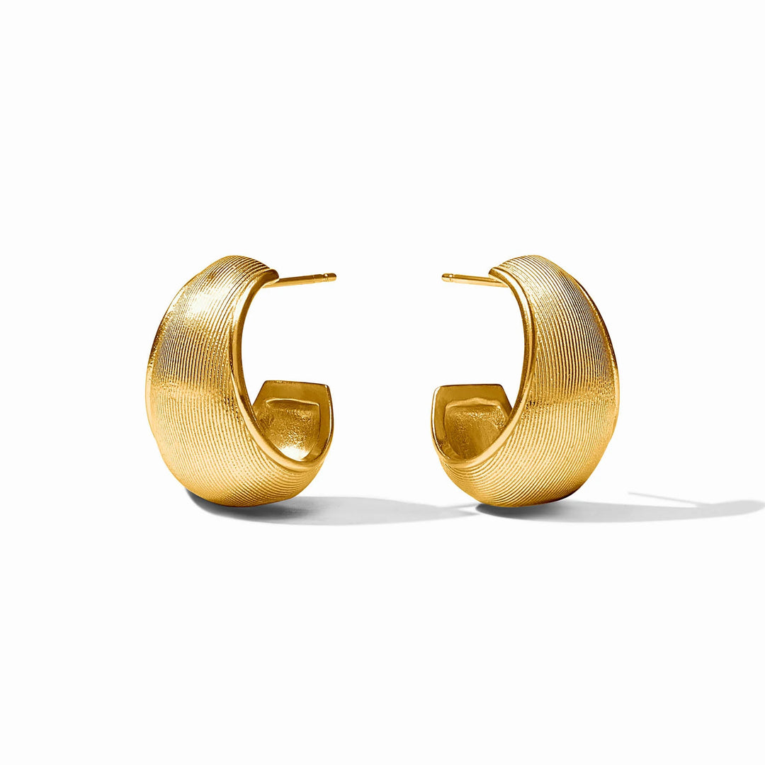 Cobblestone Statement Hoop earrings in gold with wide textured design