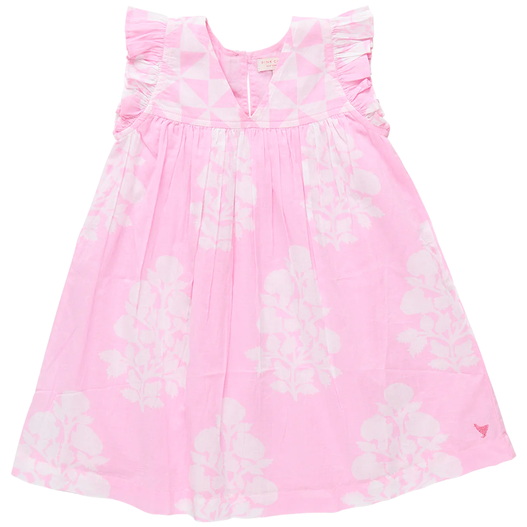 Girls Courtney Dress - Pink Bouquet Floral