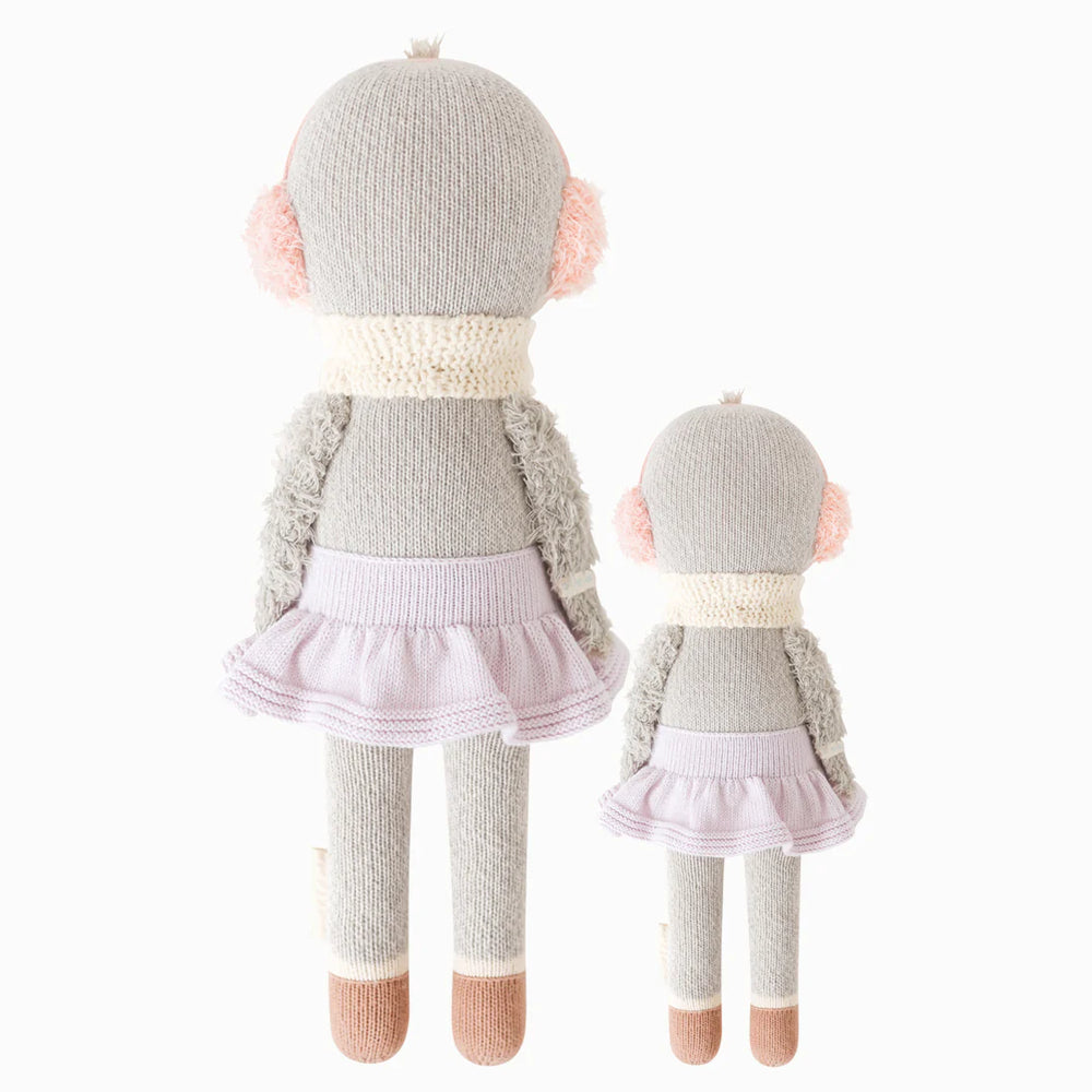 Flat image of the back of Cuddle and Kind's Skylar The Penguin (both regular and small size) on a white background