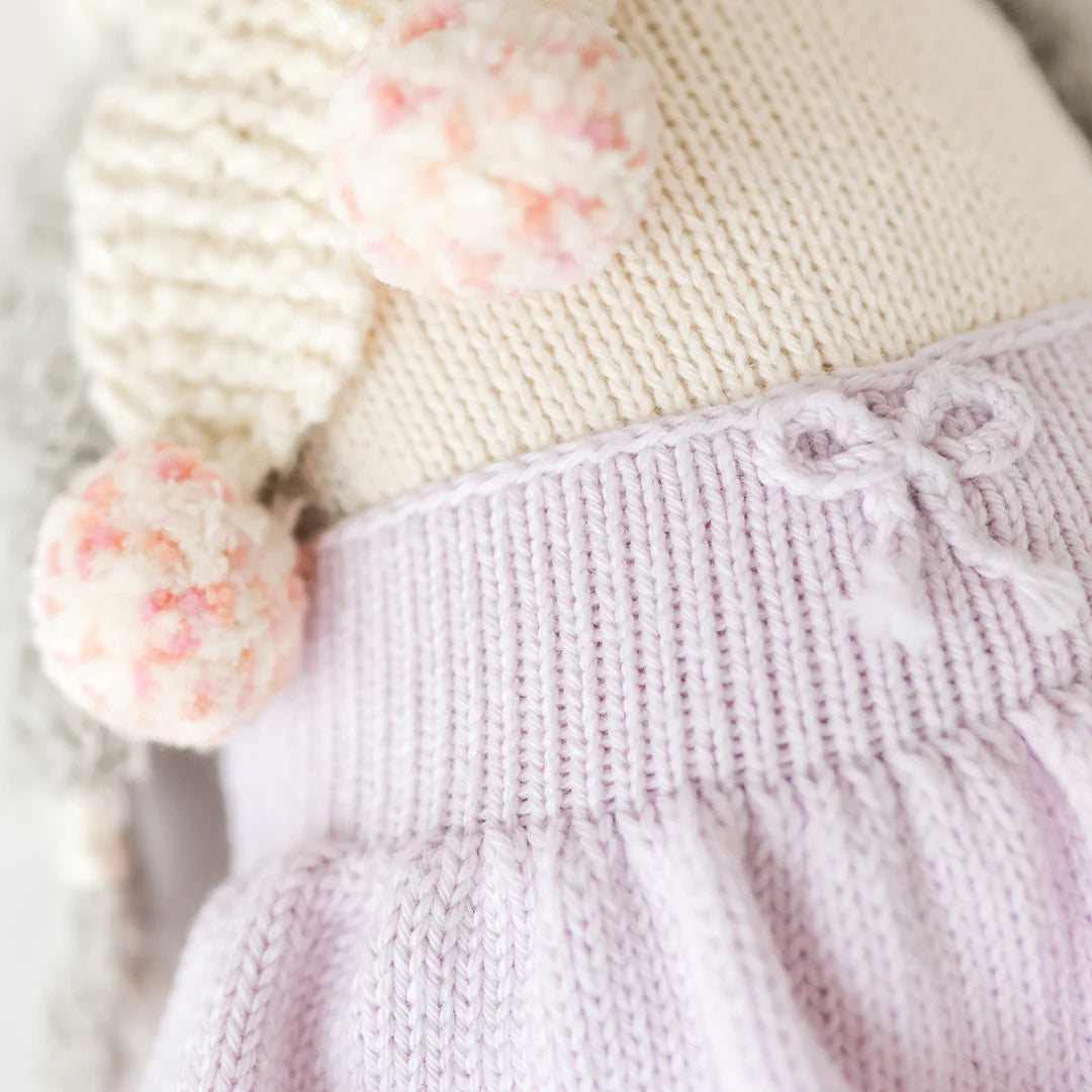 Close up shot of the purple skirt worn by Cuddle and Kind&