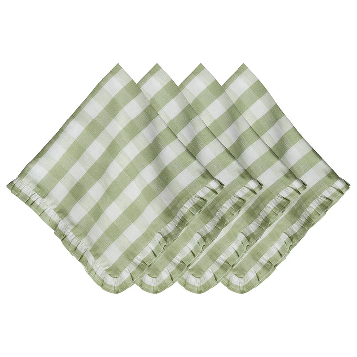 Gingham Ruffle Napkin Set/4 - Seagrass
