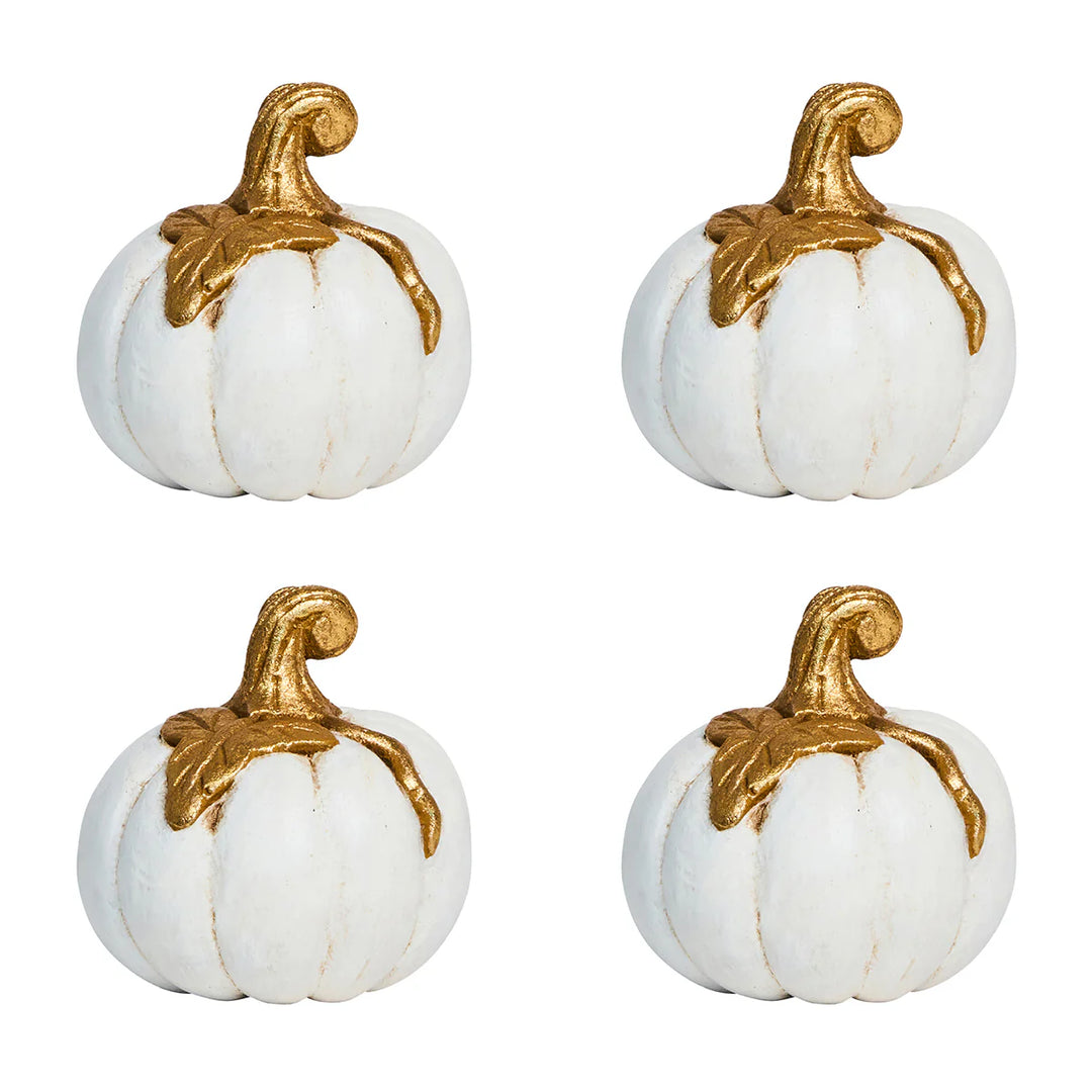 Forest Walk Pumpkin Place Card Holder Set/4 - Gold