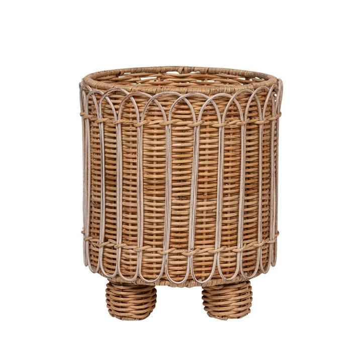 Provence Rattan Round Planter - Whitewash