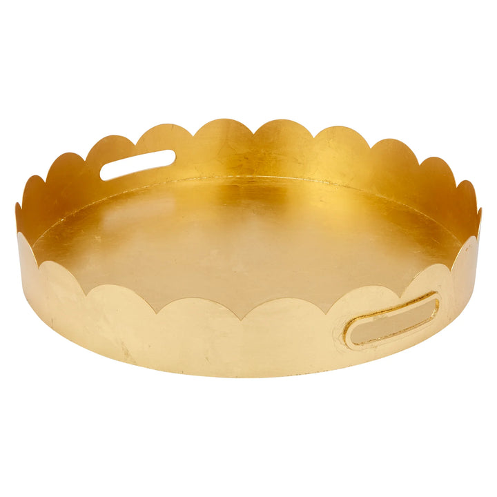 Gold Leaf Scalloped Metal Tray