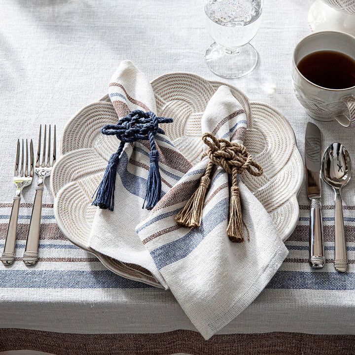 Mystic Knot Napkin Ring Set/4 - Navy