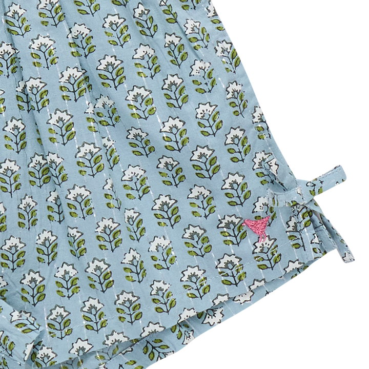 Girls Jules Short - Blue Prairie Block Print