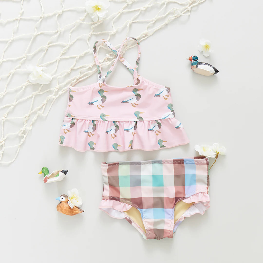 Girls Joy Tankini - Pink Mallard Friends