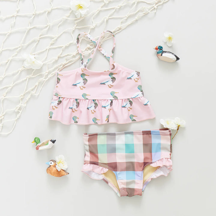 Girls Joy Tankini - Pink Mallard Friends