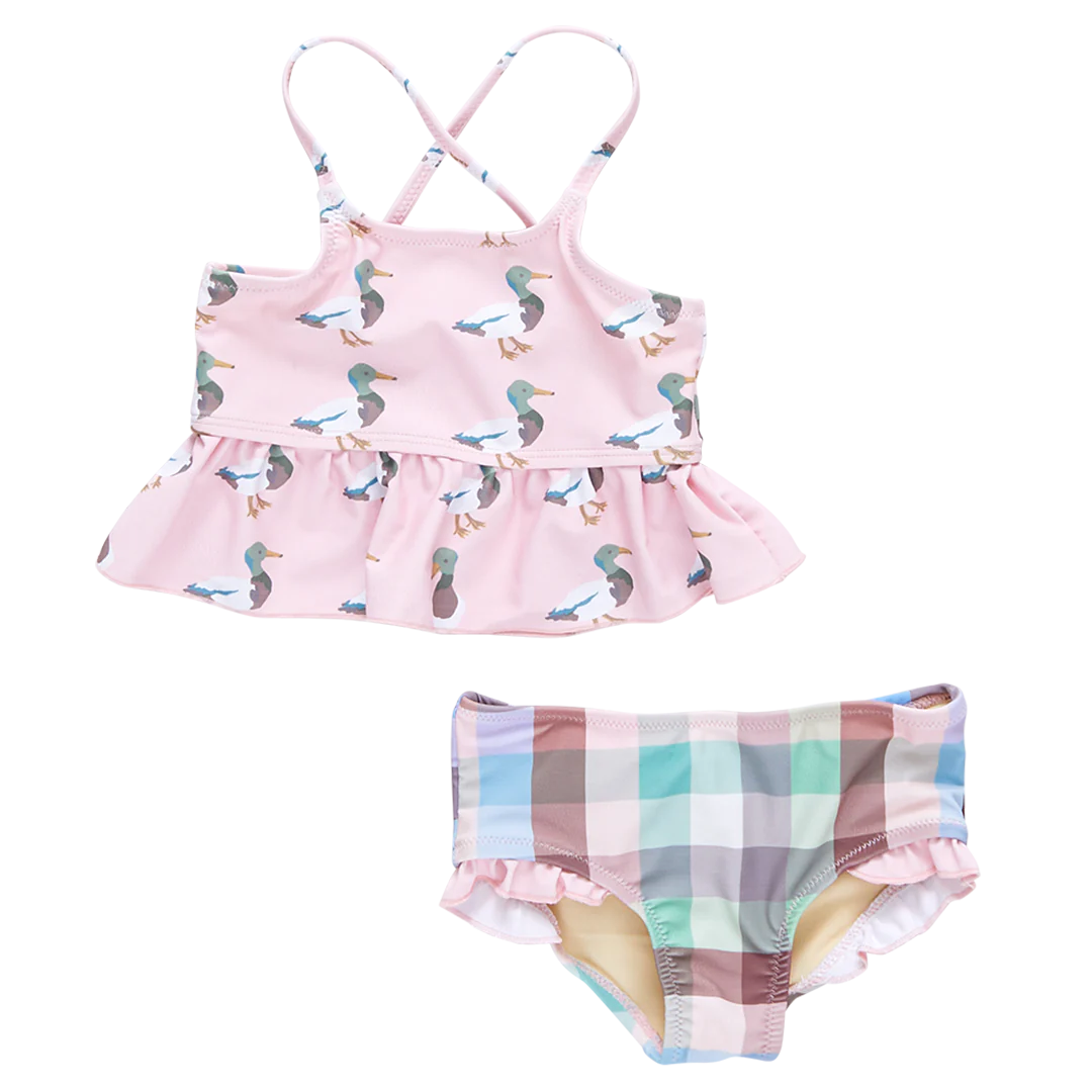 Girls Joy Tankini - Pink Mallard Friends