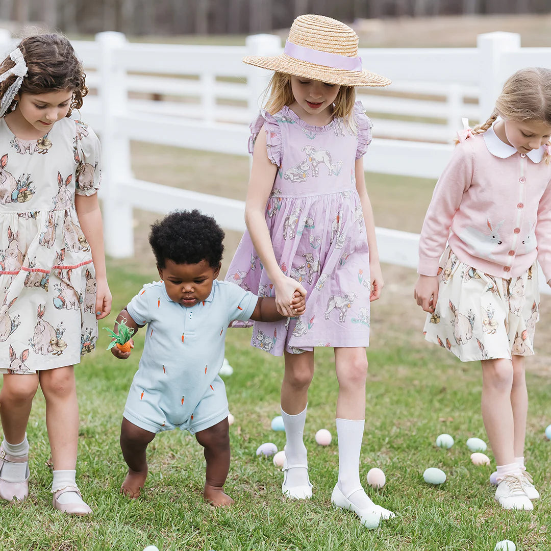 Girls Leila Dress - Lavender Lambs