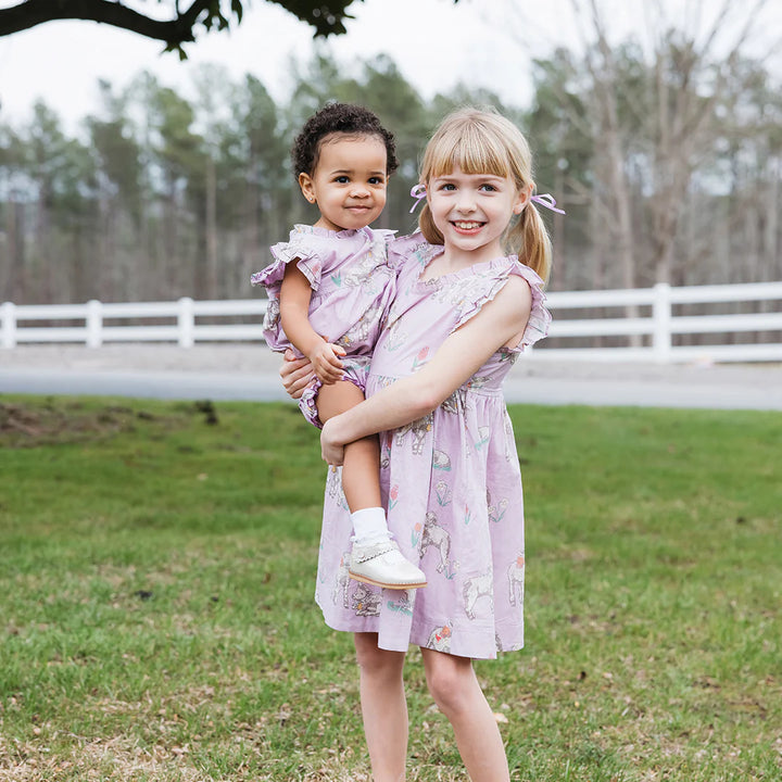 Girls Leila Dress - Lavender Lambs