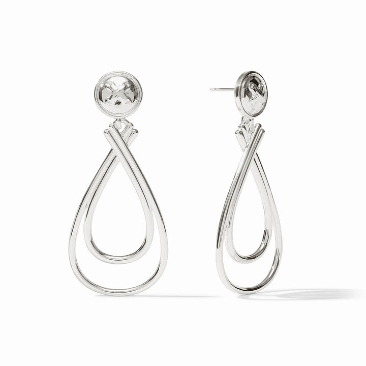 Essex Earring in silver featuring a polished double teardrop design