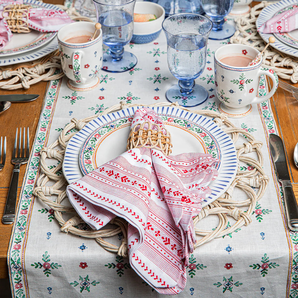 Villa Stripe Napkin Set/4 - Red