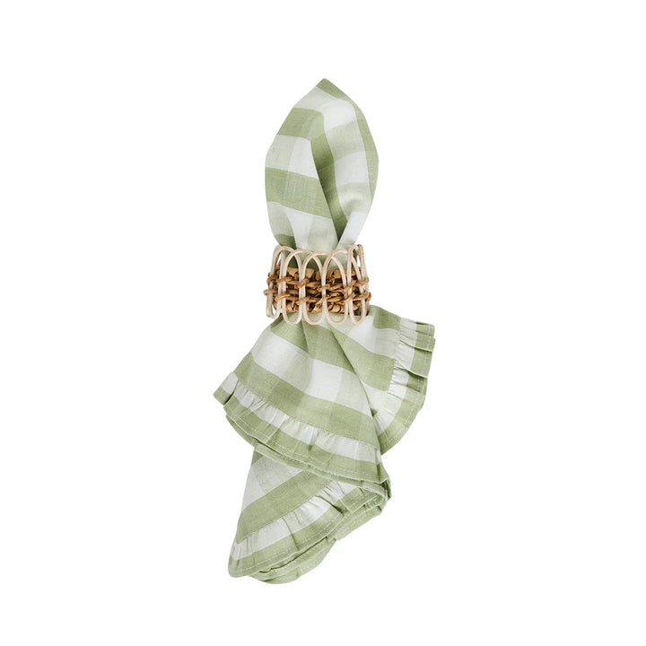 Gingham Ruffle Napkin Set/4 - Seagrass