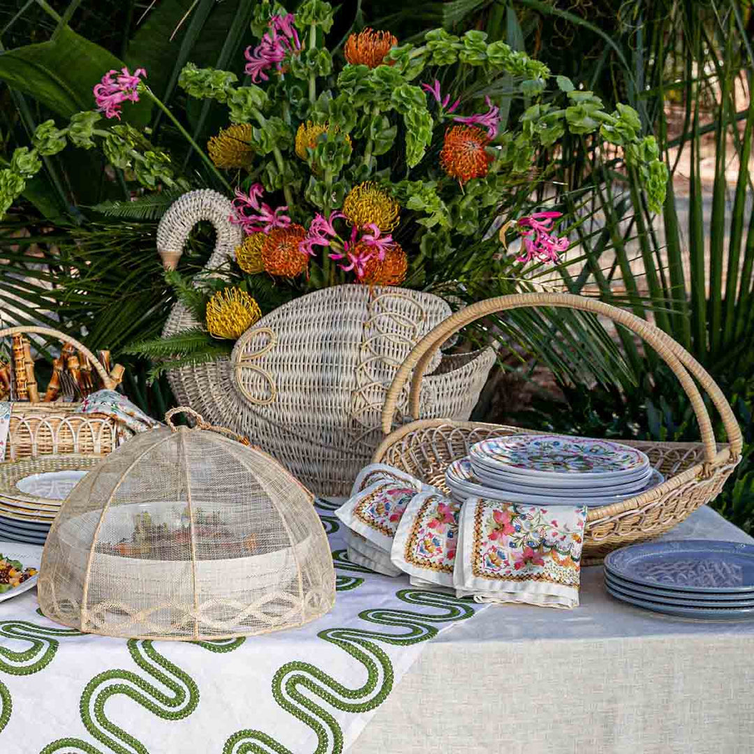 Provence Rattan Round Planter - Whitewash