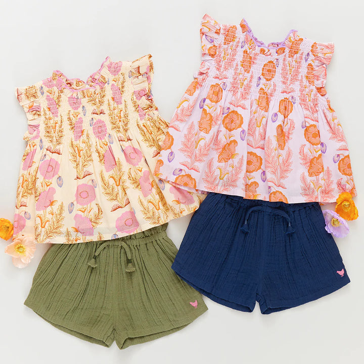 Girls Stevie Top - Purple Gilded Floral