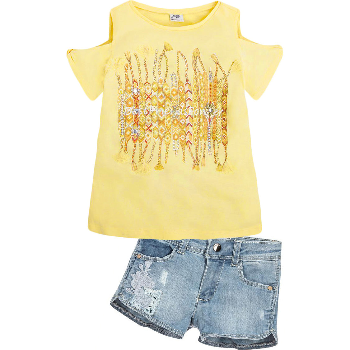 Friendship Bracelet Off the Shoulder Tee