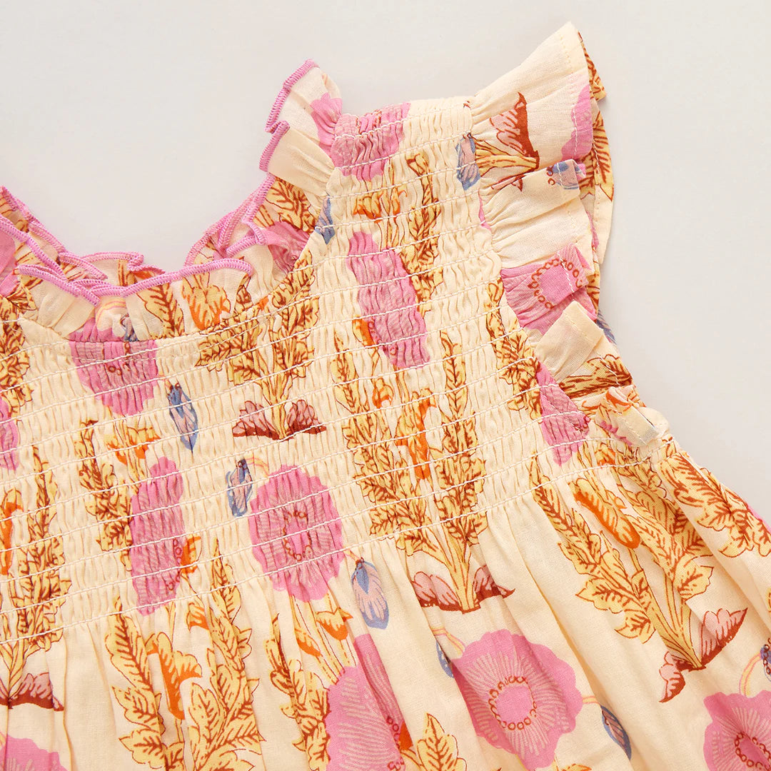 Girls Stevie Top - Pink Gilded Floral
