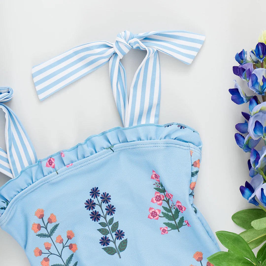 Girls Hero Suit - Blue Bell Field Floral