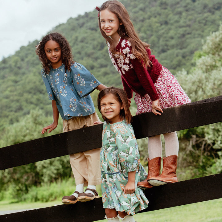 Girls Jaipur Top Balsam Dewdrop styled in an outdoor fall lifestyle look