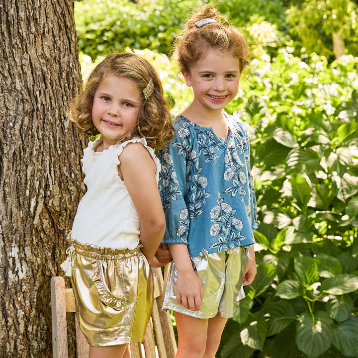 Girls Theodore Short - Silver Lame