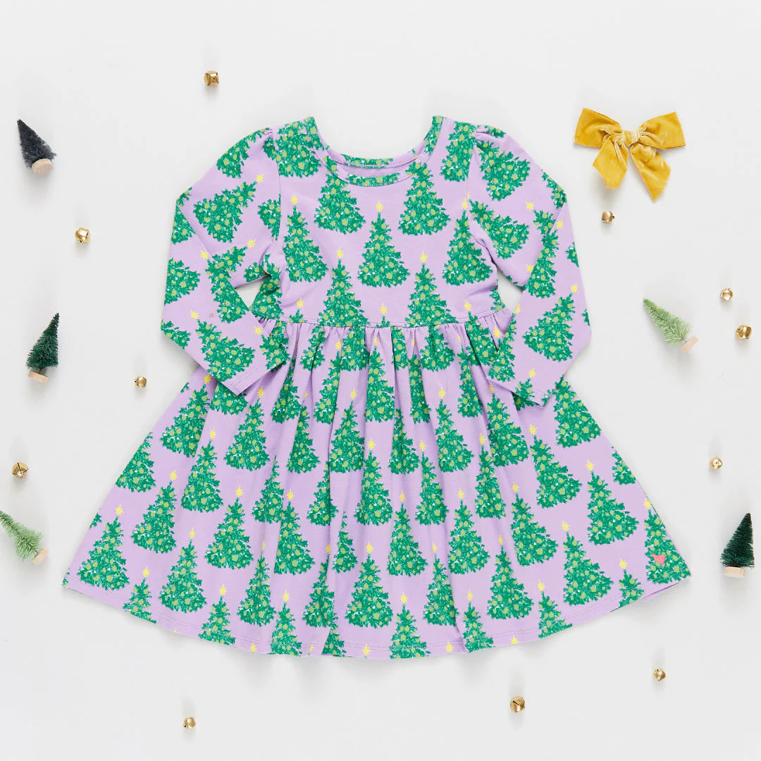Girls Organic Steph Dress - Lavender Forest