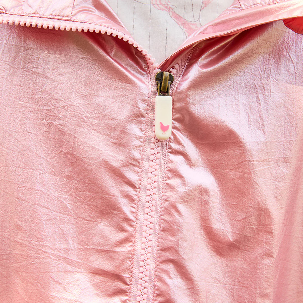 Girls Rafa Rain Coat - Pink Metallic Horses