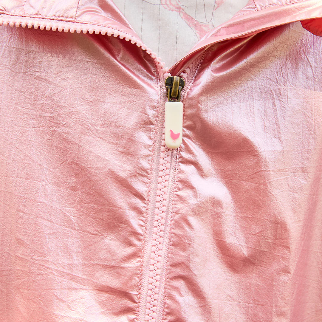 Girls Rafa Rain Coat - Pink Metallic Horses