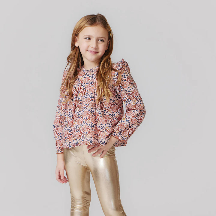 Girls Lame Legging - Light Gold