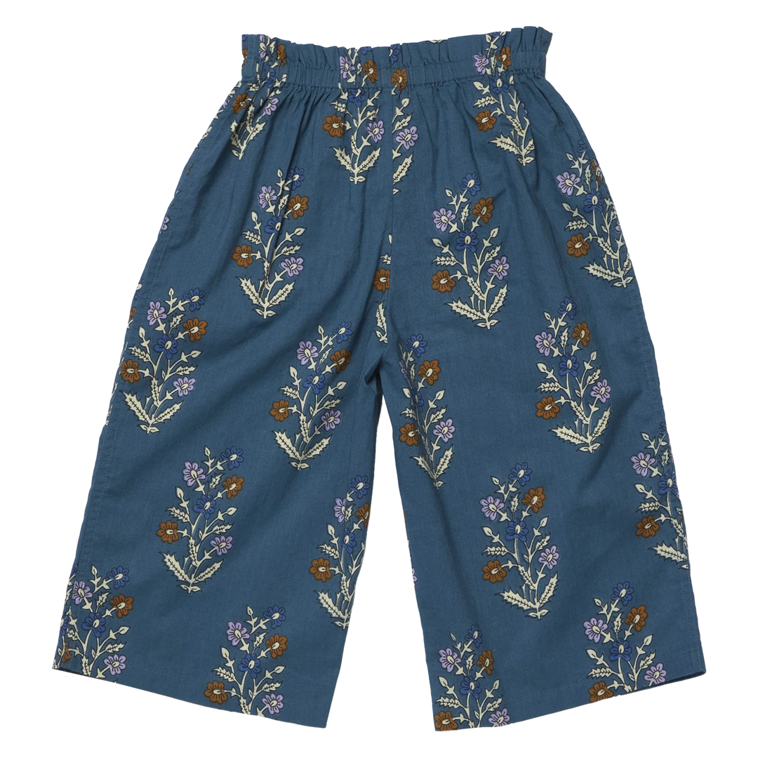 Back view of Girls Theodore Pant in Balsam Dewdrop blue floral print