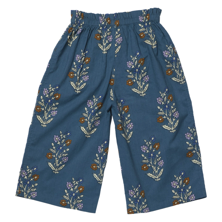 Back view of Girls Theodore Pant in Balsam Dewdrop blue floral print