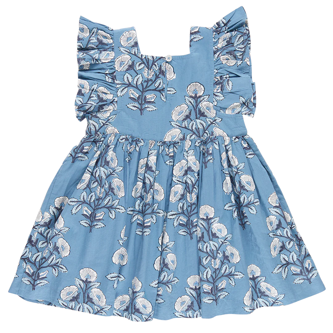 Girls Elsie Dress - Blue Bouquet Floral