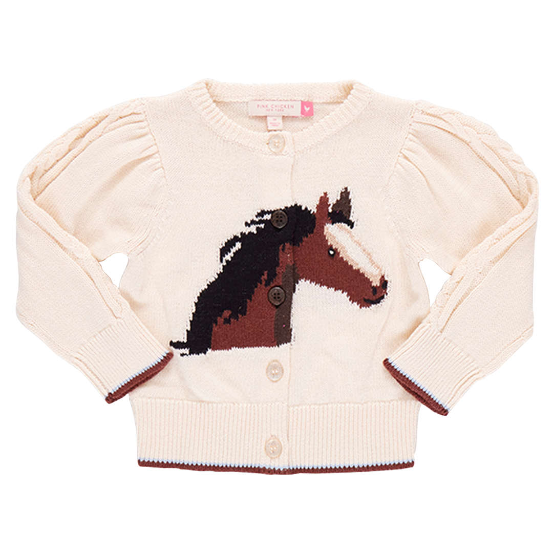 Girls Cable Constance Sweater - Wild Horse
