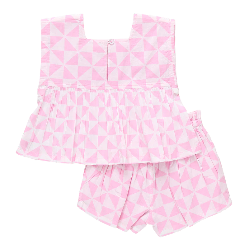 Girls Kamari 2-Piece Set - Pink Triangle Check