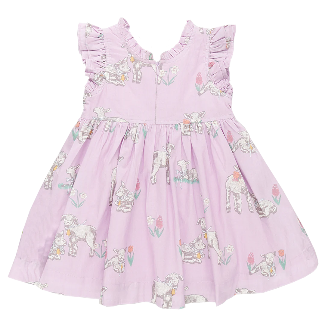 Girls Leila Dress - Lavender Lambs