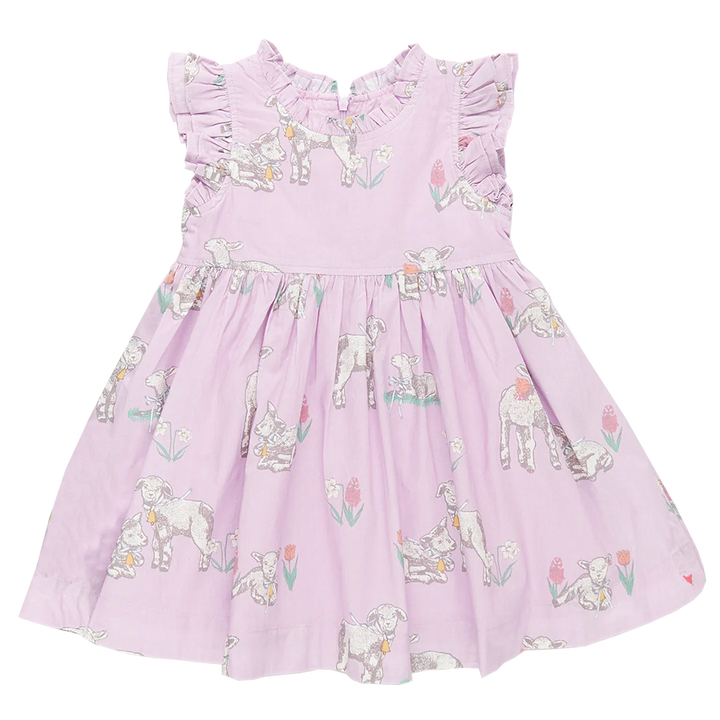 Girls Leila Dress - Lavender Lambs