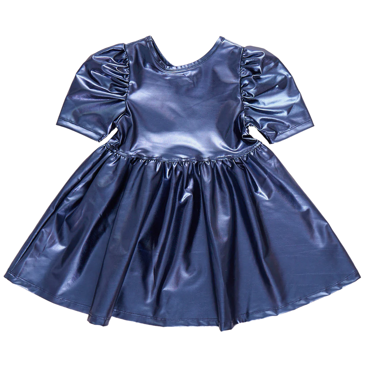 Girls Lame Laurie Dress - Navy