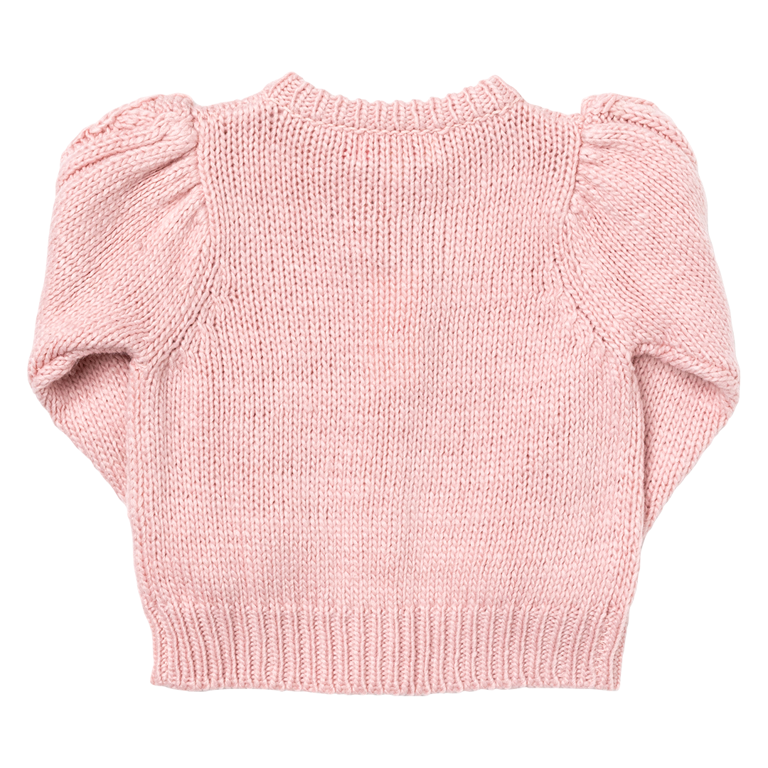 Girls Cable Constance Sweater - Dusty Rose