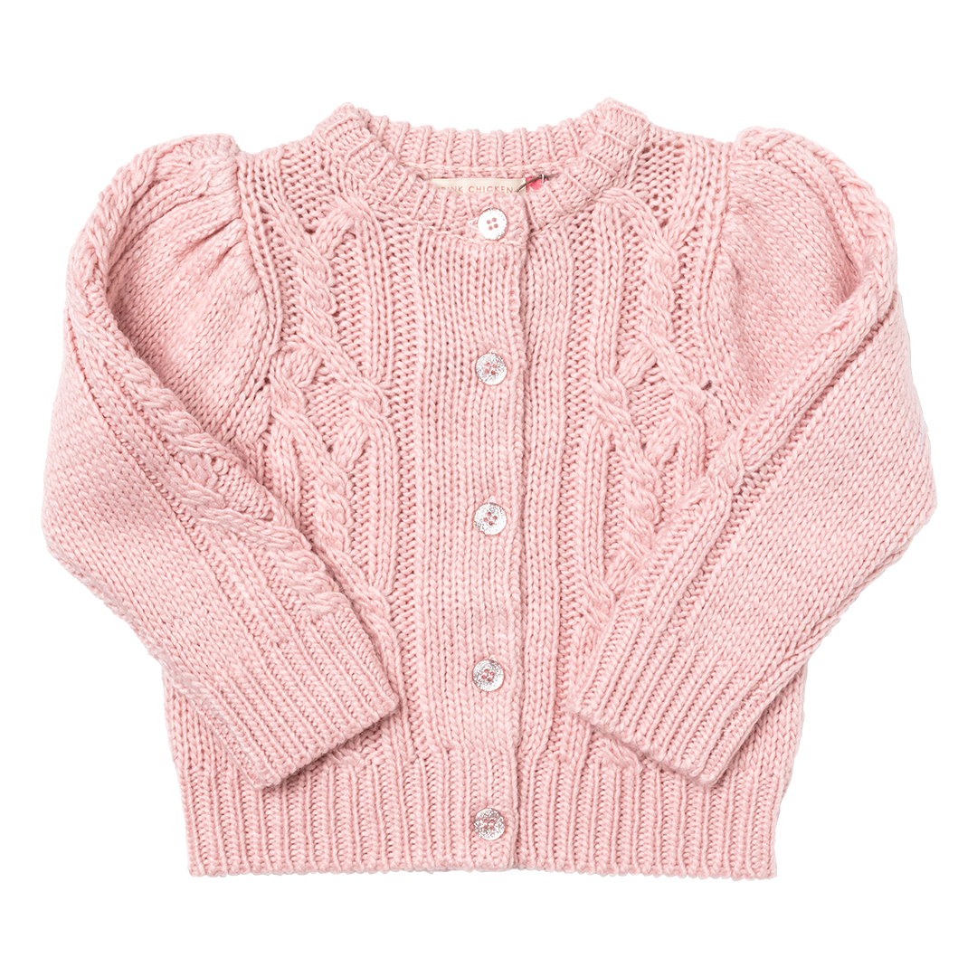 Girls Cable Constance Sweater - Dusty Rose